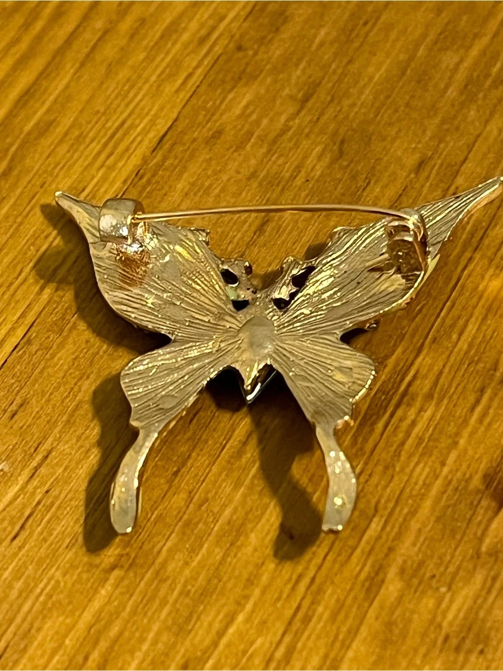 Mint green monarch butterfly brooch gold tone mintgreen enamel rhinestone 1 1/2”